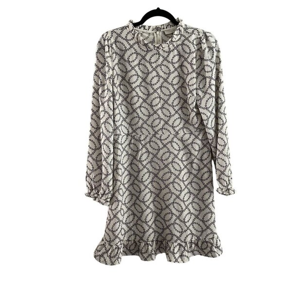 LOFT Black and White Patterned Long Sleeve Dress - Picture 3 of 13
